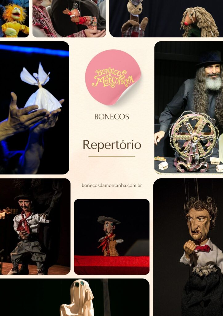 Cena do espetáculo com bonecos populares