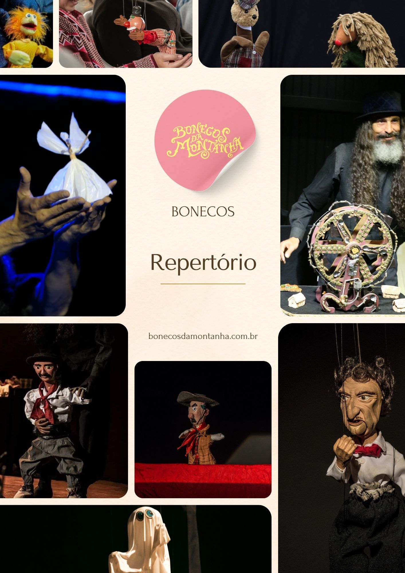 Cena do espetáculo com bonecos populares